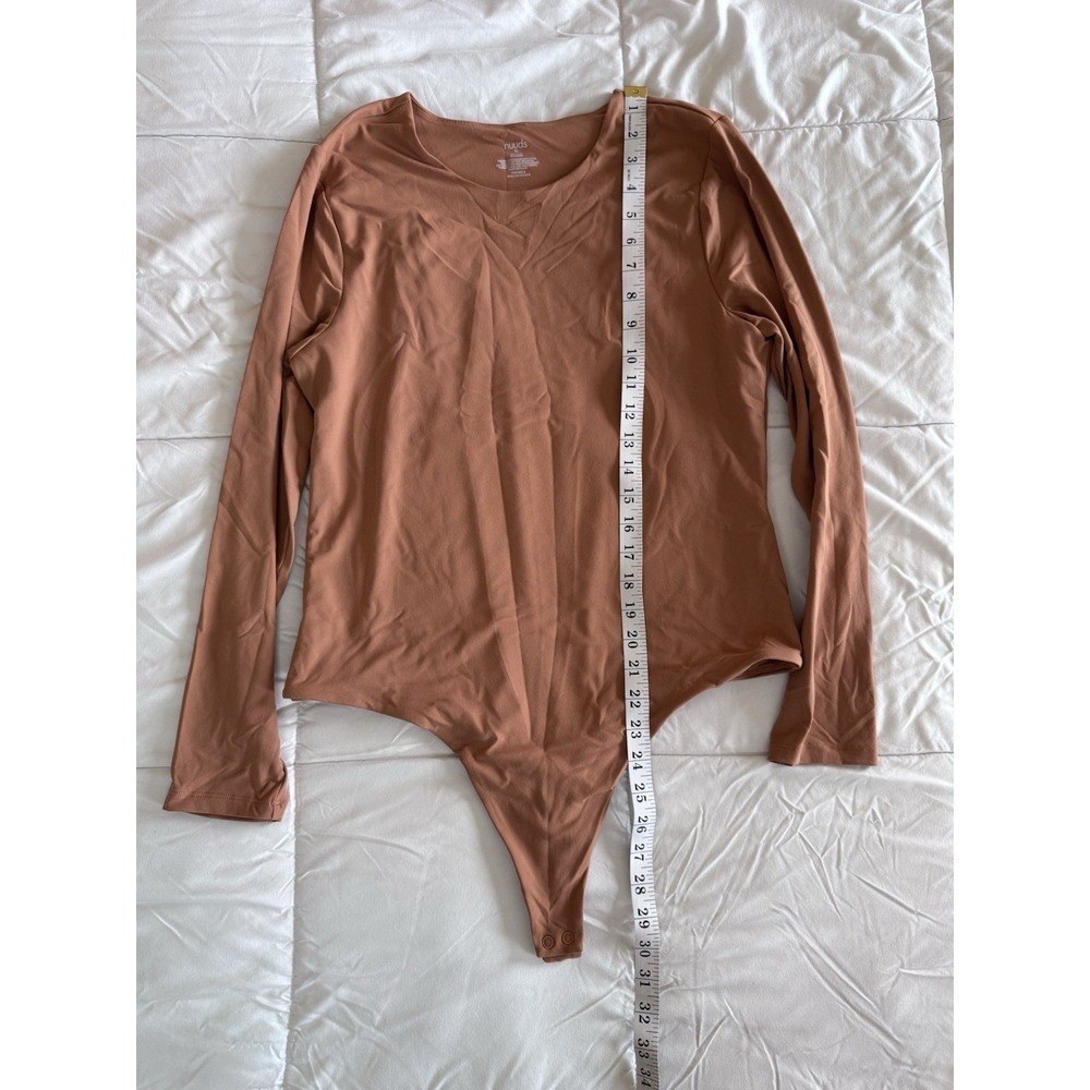 Nuuds Women's Chocolate Long Sleeve Crew Neck Thong Style Bodysuit Sz XL NWOT - Picture 5 of 9